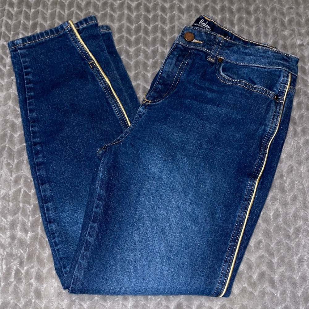 Boden The Edinburgh Jean Womens Sz 6 Dark Wash Slim W Leg Piping.